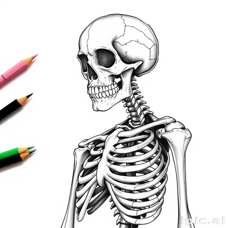 creative skeleton drawing art