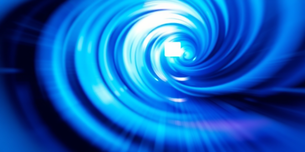 Create a vibrant, abstract composition with swirling blue tones and radial blurring, using a 50mm lens at f/1.8, ISO 100, 1/60s exposure, shot from a close-up perspective with a DSLR camera for enhanced image clarity.