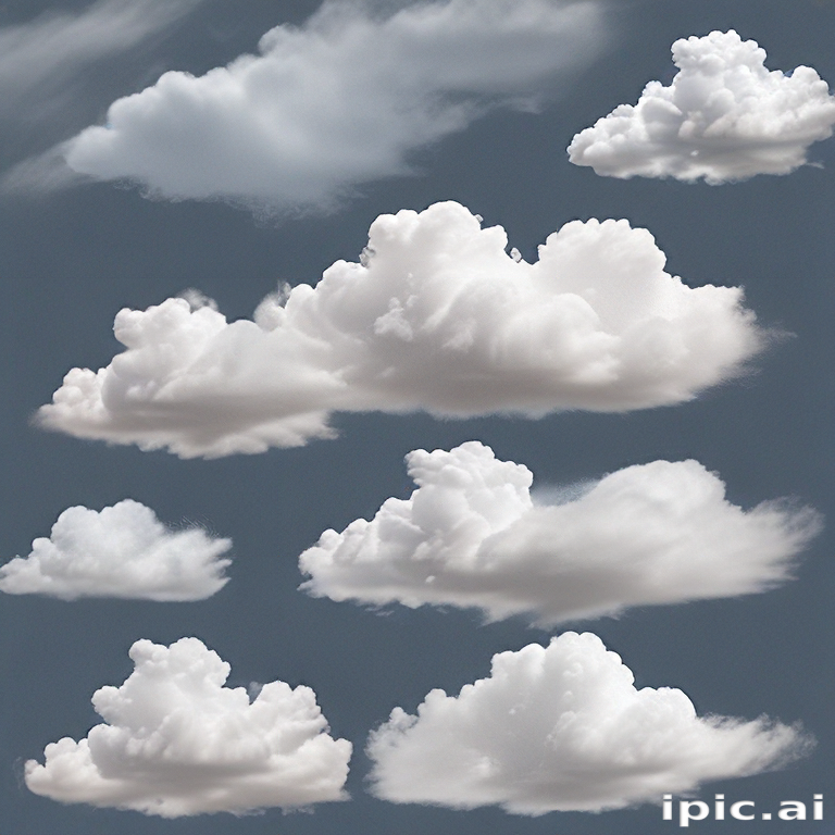 Fluffy White Clouds Floating Gently Across a Clear Blue Sky Background.