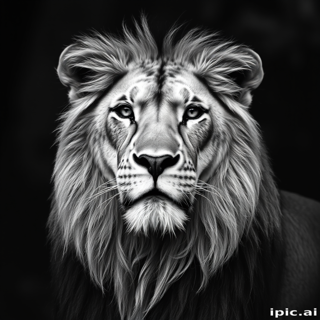 lion black and white