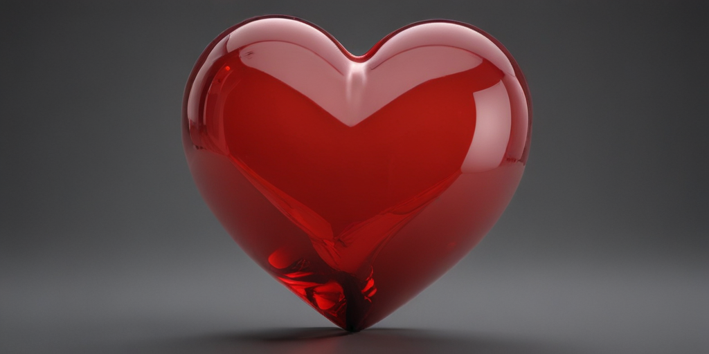 A Shiny Red Glass Heart Symbolizing Love and Affection in Art.