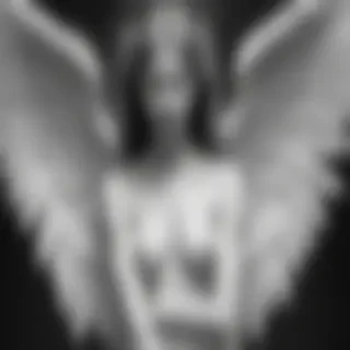 black and white angel drawings