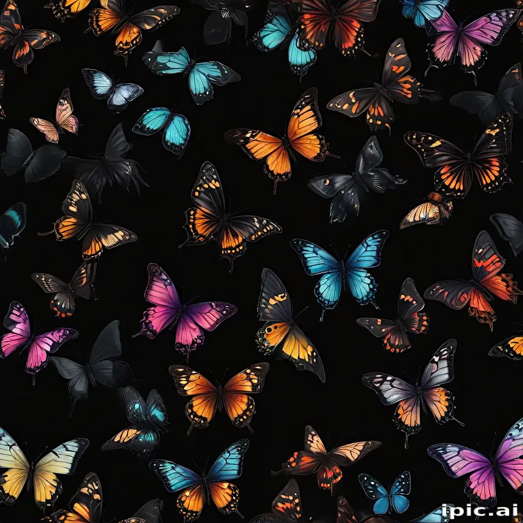 butterflies in black background