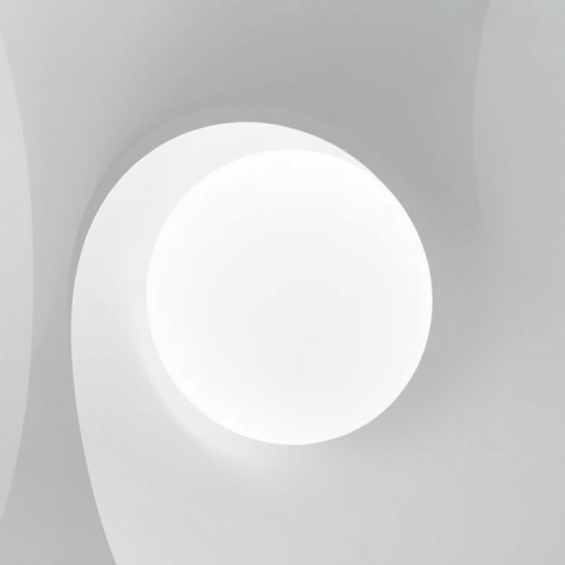 Generate an image of a minimalist abstract design with smooth curves and sharp edges, using a Canon EOS R5 camera, 50mm f/1.2 lens, aperture f/8, ISO 100, and 1/60 sec shutter speed for optimal clarity and detail.