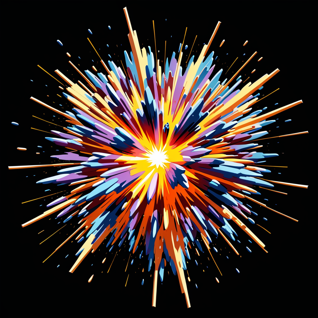Vibrant Explosion of Colorful Energy Radiating from a Central Point
