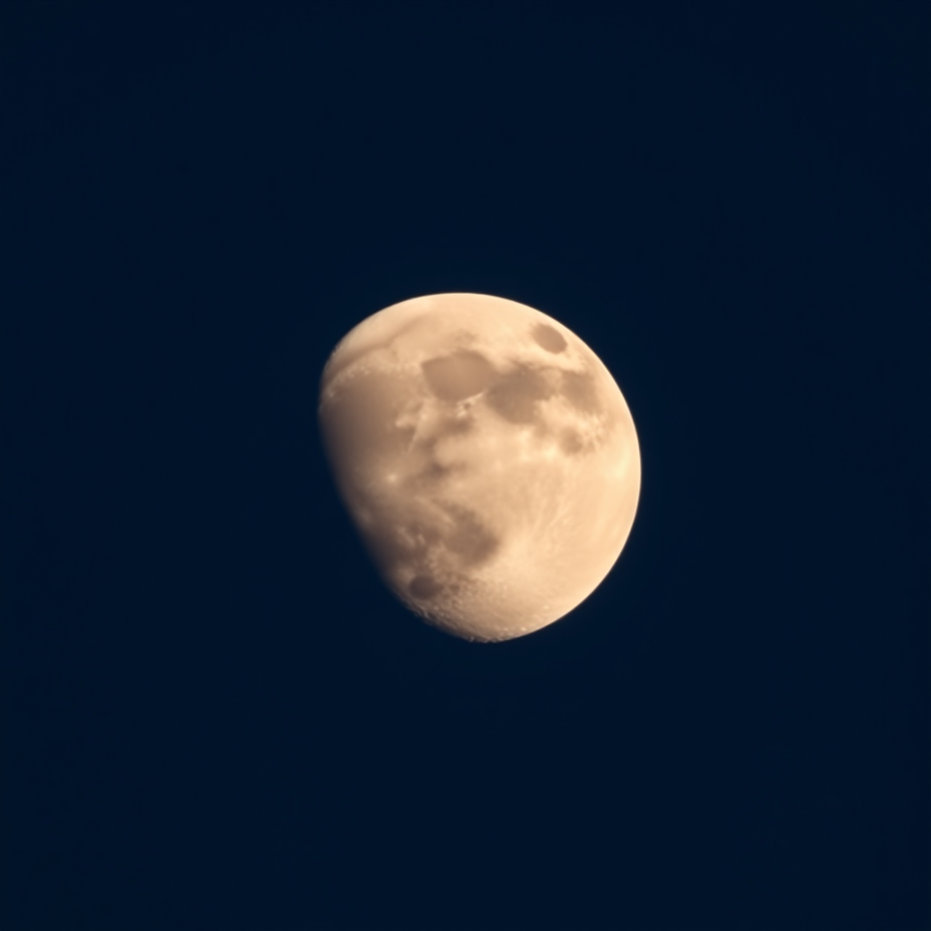 capture a high-resolution image of the moon in a waxing gibbous phase with a 200mm lens, f/8 aperture, ISO 100, 1/250 sec shutter speed, taken from a telescope-mounted camera at night with a clear sky