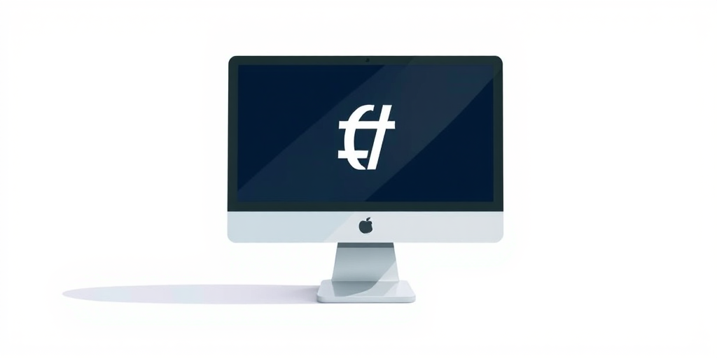 Create a clean illustration of a computer monitor displaying a coding symbol, using a minimalistic design with a light gray background, soft shadows for depth, shot with a 50mm lens at f/8, ISO 100, in natural light, using a DSLR camera.