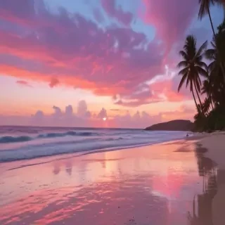 pink beach sunset