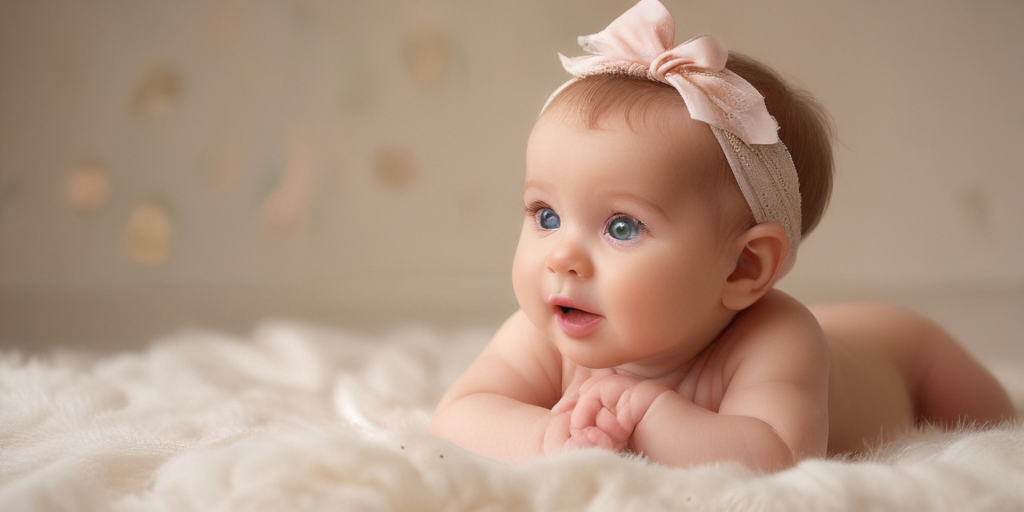 Adorable Baby with Bright Blue Eyes and Sweet Pink Bow Headband