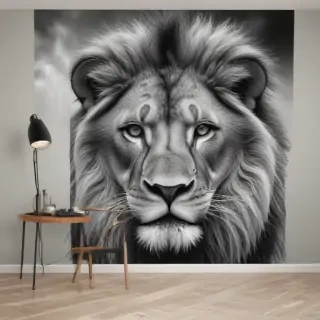 lion black and white