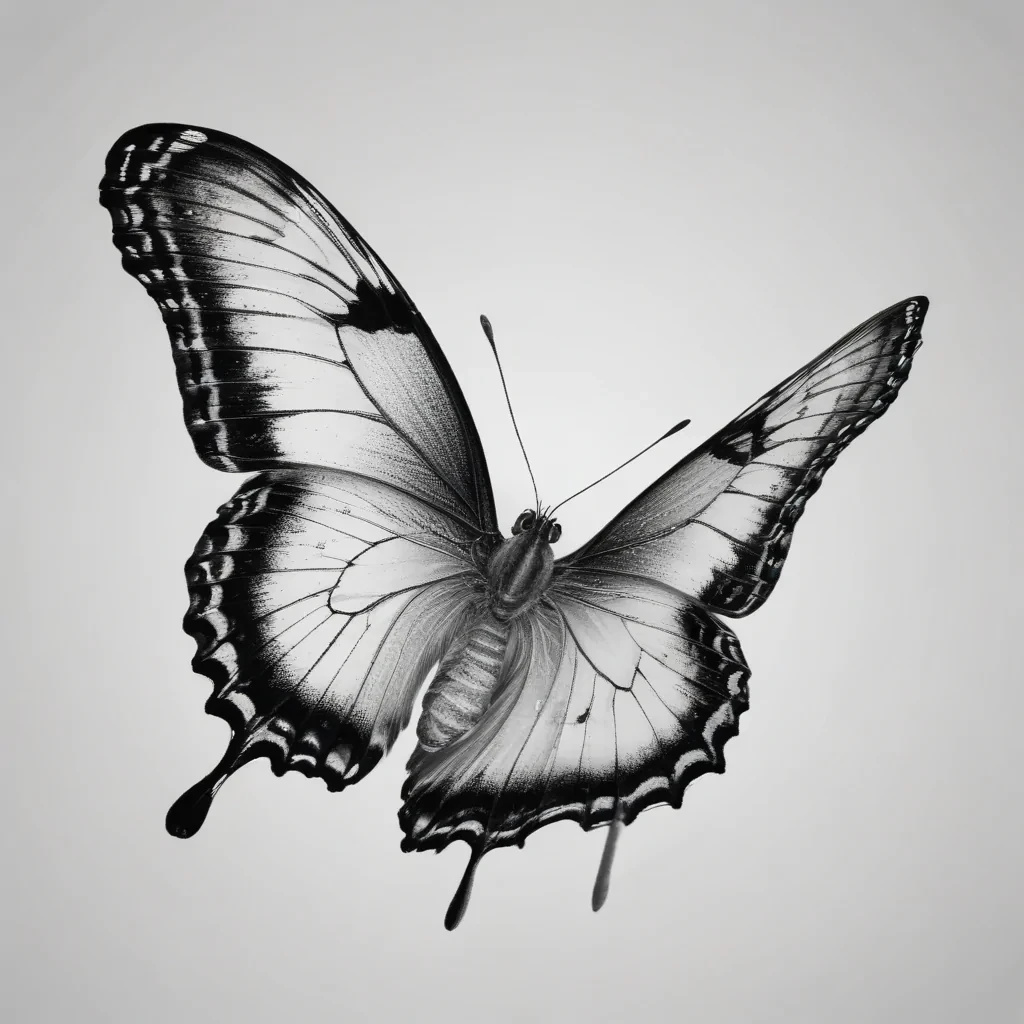 Elegant Black and White Butterfly Spreading Its Wings Against a Soft ...
