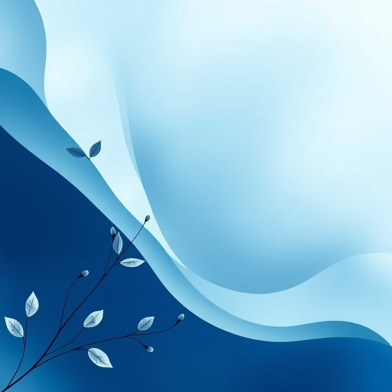 Generate a minimalist abstract background with soft blue tones and flowing shapes, include delicate line art of leaves and subtle curves, capture in high resolution with a DSLR camera using a 50mm lens at f/1.8, ISO 200, 1/100s shutter speed, in natural light to enhance shadows and highlights.