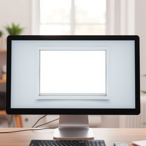 Create a high-resolution image of a blank window on a computer screen, using a DSLR camera with a 50mm lens, aperture set to f/1.8 for a shallow depth of field, capturing from a straight-on view at eye level to enhance clarity and detail, with a soft focus background to emphasize the window.