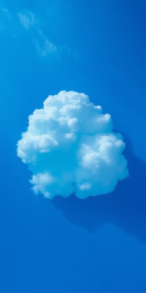 Generate a vibrant blue cloud shape, using a Canon EOS R5 with a 50mm f/1.2 lens, aperture set to f/2.8, ISO 100, in soft focus style and top-down view for high image quality.