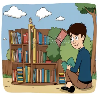 cartoon of reading
