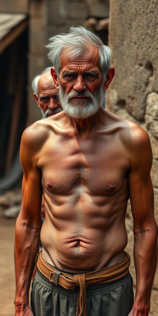 shirtless old men