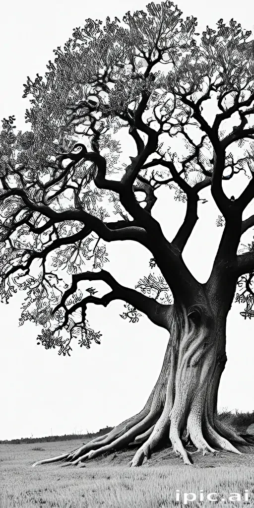oak tree clipart black and white