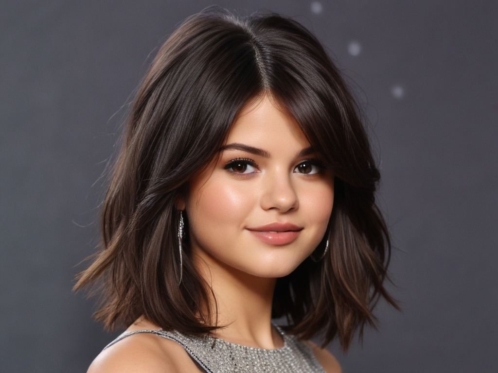 selena gomez hair with bangs