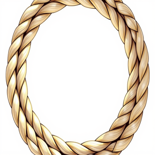 Illustration of a braided rope circular frame, high resolution, soft natural lighting, macro lens, aperture f/2.8, 50mm lens, digital art style, with a clean white background.