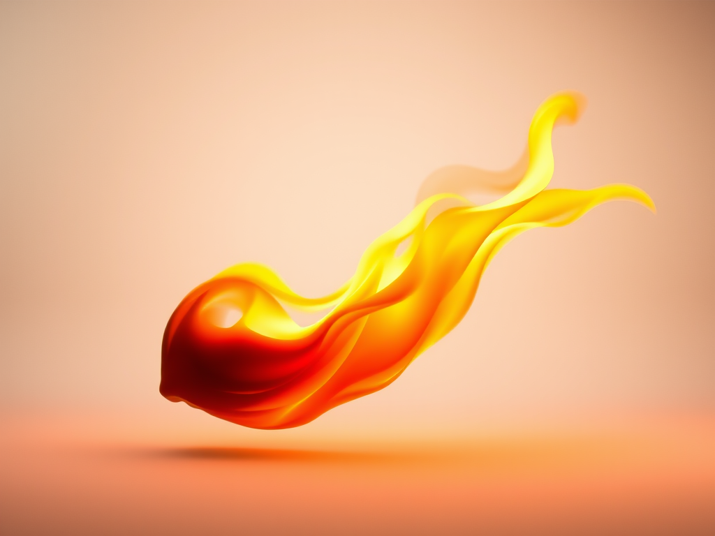Create a vibrant fire design with a smooth gradient from yellow to orange, using a DSLR camera, 50mm lens, f/1.8 aperture, ISO 100, 1/200 sec shutter speed, in a well-lit studio setup with soft diffused lighting.