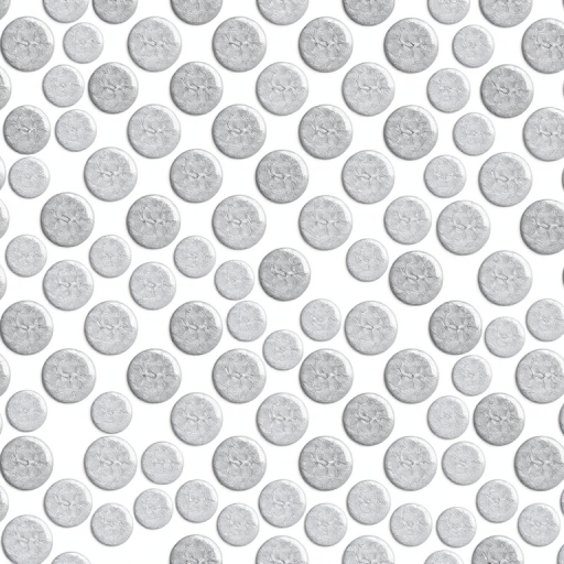 Create a high-resolution seamless pattern of grey circles on a white background using a DSLR camera with a 50mm lens, aperture set to f/8, ISO 100, shot from a top-down view with natural diffused lighting to enhance clarity and detail.