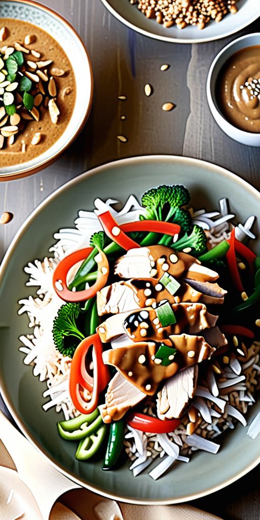 ginger chicken with sesame peanut sauce