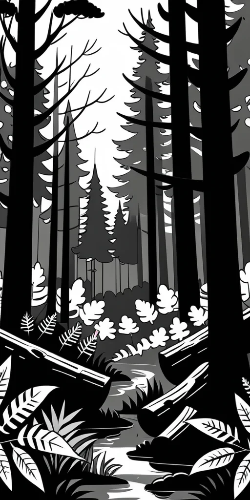 forest clipart black and white