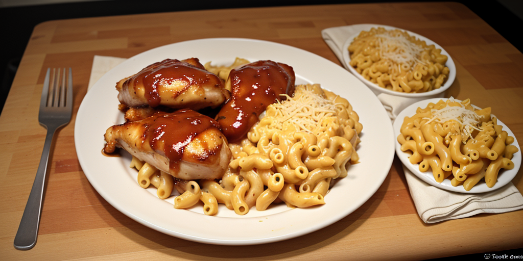 bbq chicken and mac and cheese
