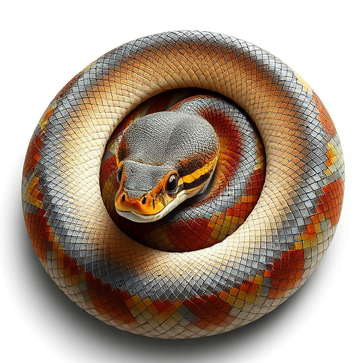 A detailed, high-resolution illustration of a coiled snake, capturing its intricate scale patterns, set against a neutral background to enhance the colors, with lighting focused on the subject using a macro lens at f/2.8, ISO 100, shutter speed 1/200s, shot with a DSLR camera.