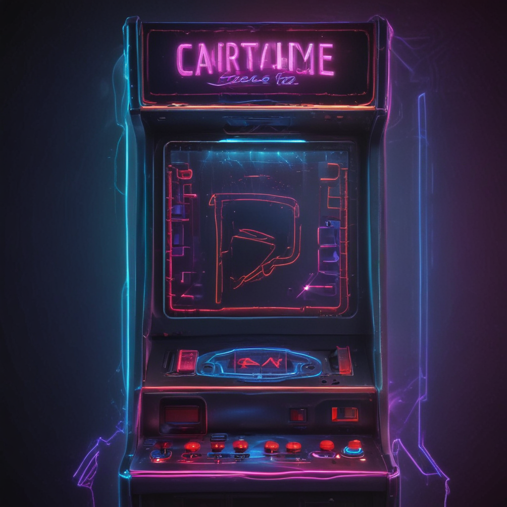 Neon lights arcade machine abstract glowing background