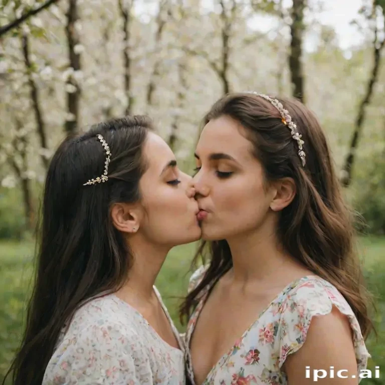 two girls kissing