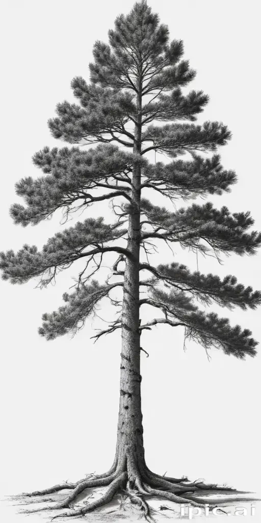 pine tree clipart black and white