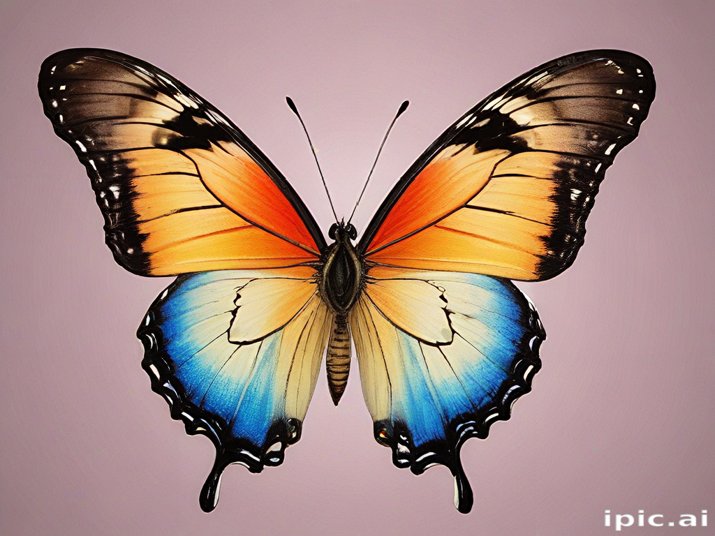 Vibrant Butterfly Displaying Stunning Colors Against a Soft Pink Background
