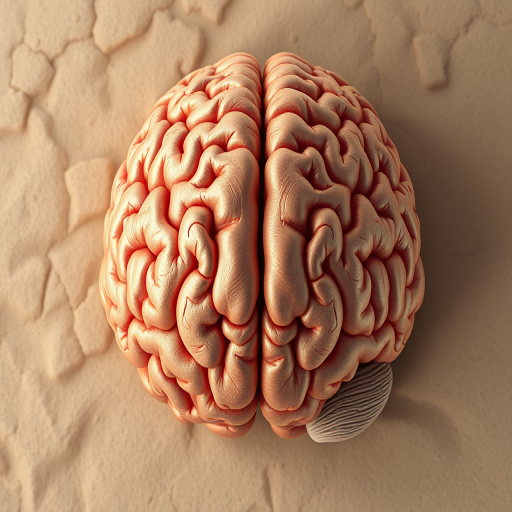 Create a highly detailed illustration of a human brain, viewed from above, using a digital painting style, 50mm lens, f/4 aperture, ISO 100, with soft lighting to enhance texture and depth.