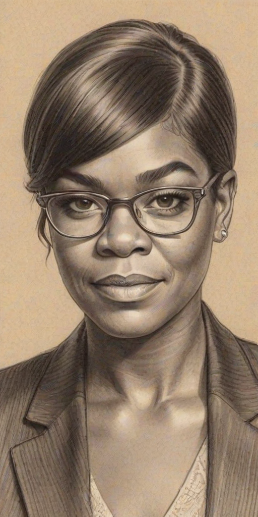 Elegant Tracy Morgan, pencil sketch, portrait of Radiant woman 1927s in glasses, hair style beatnik, outline, clear lines, fine lines, 8k