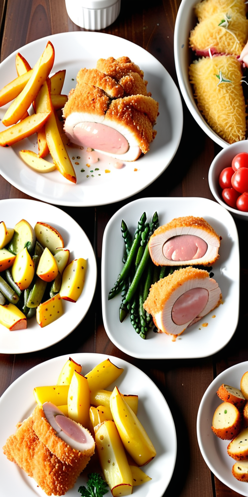 chicken cordon bleu and side dishes
