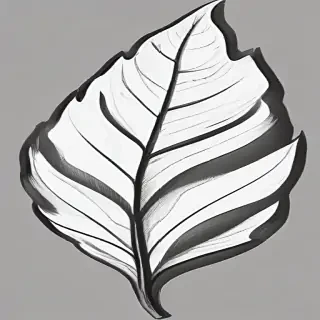 clipart leaf black and white