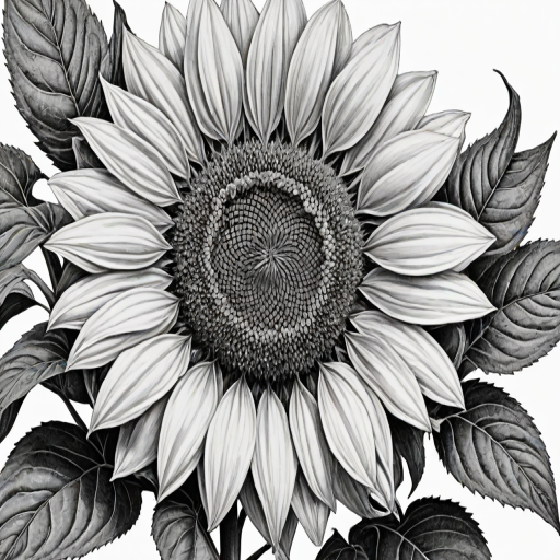 clip art sunflower black and white