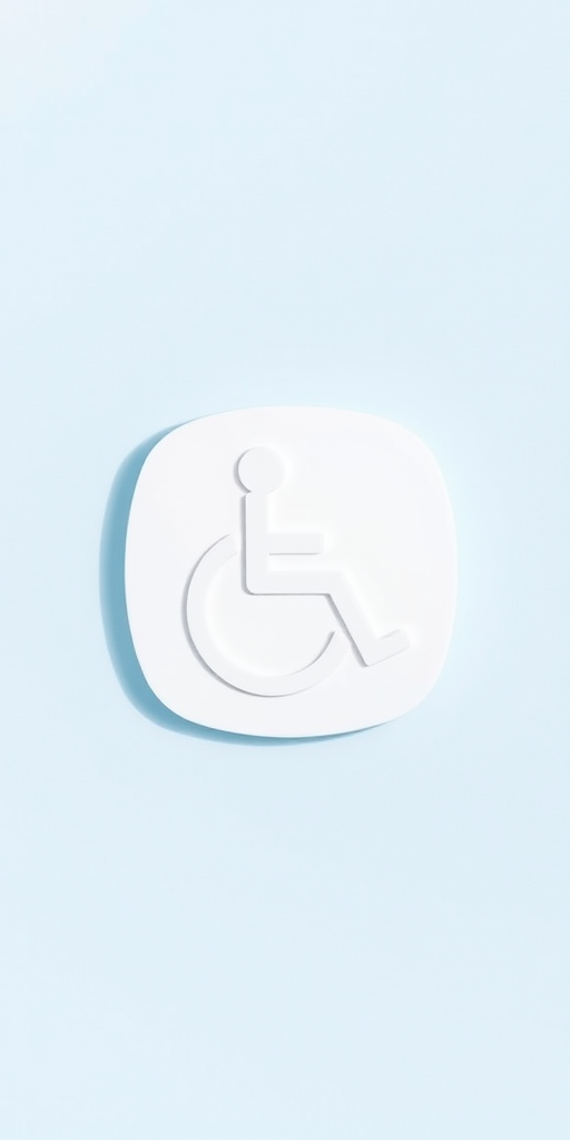 Create a clean, high-contrast icon representing accessibility, using a minimalist design style, with crisp lines and a solid background, shot with a DSLR camera at f/2.8 aperture, ISO 100, 50mm lens, with a flat lay perspective and natural lighting to enhance clarity.