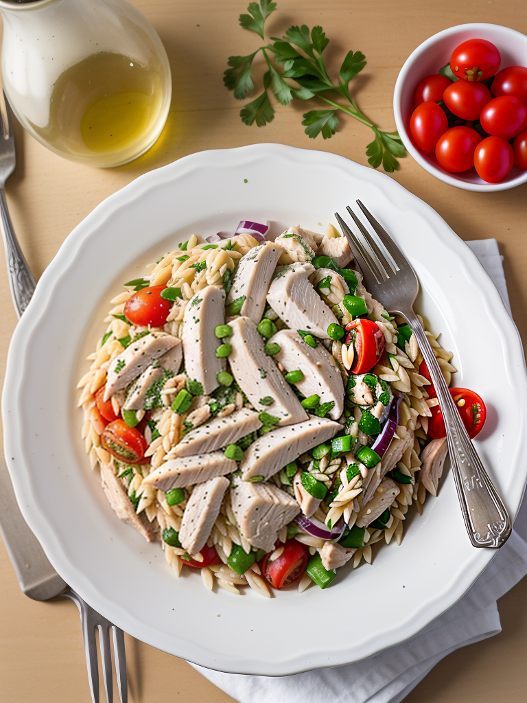 greek orzo salad with chicken