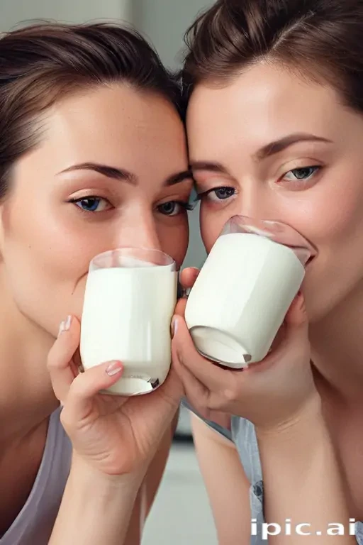 lesbians drinking milk