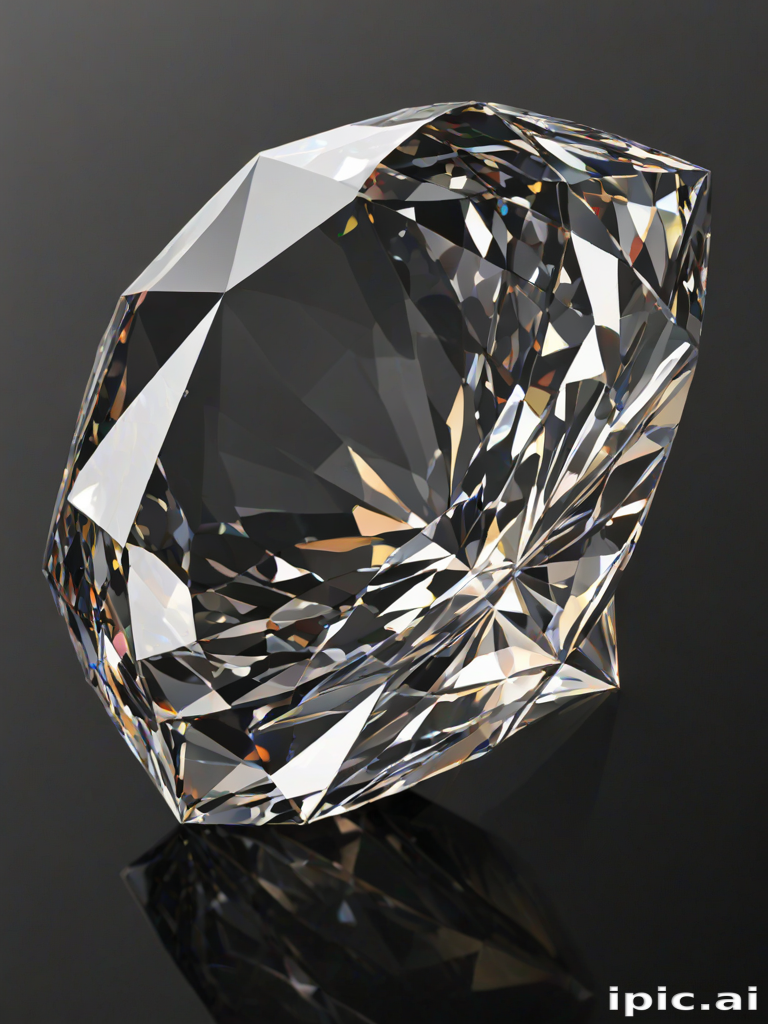 Brilliantly Cut Diamond Sparkling with Light Against a Dark Background