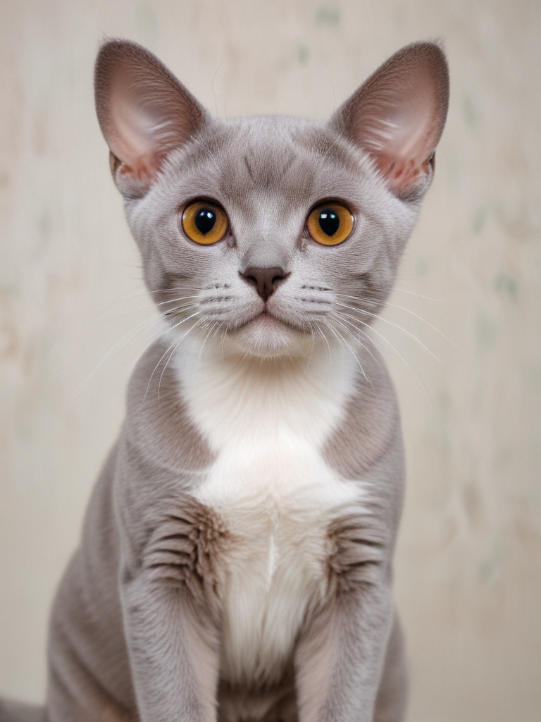 A Charming Grey Cat with Striking Yellow Eyes and Adorable Features.
