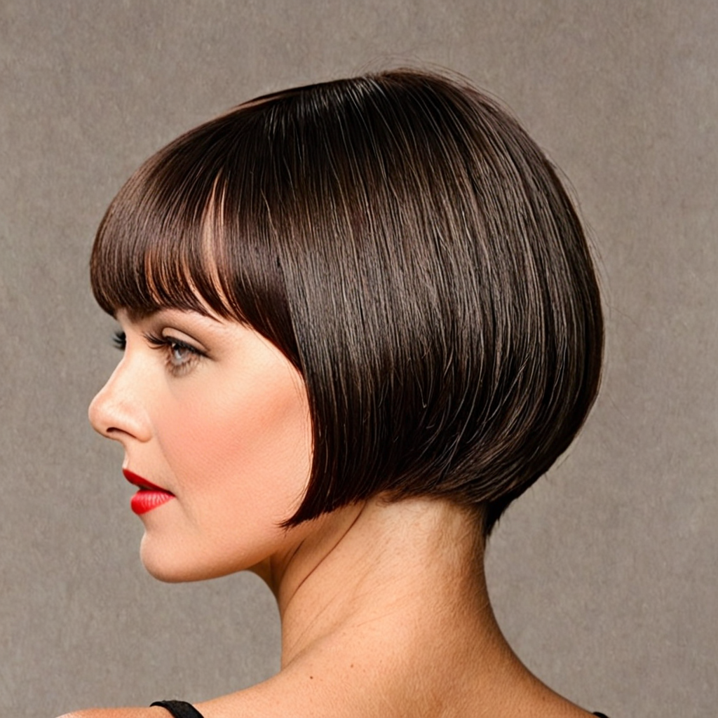 louise brooks bob haircut with buzzed nape from the back