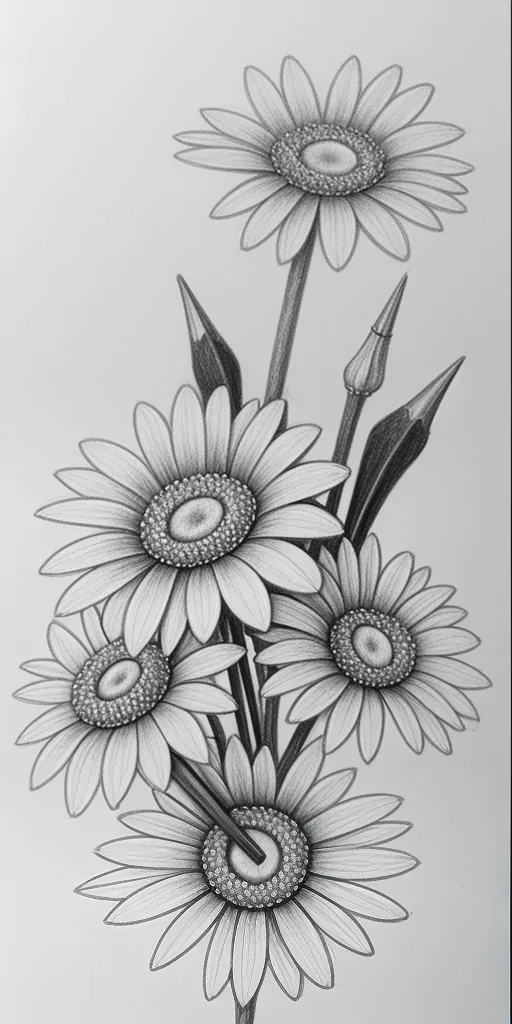 pencil draw flower