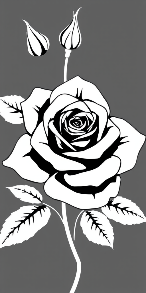 black and white rose clip art