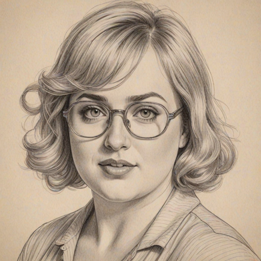 Dazzling Rebel Wilson, pencil sketch, portrait of Radiant woman 1925s in glasses, hair style beatnik, outline, clear lines, fine lines, 8k