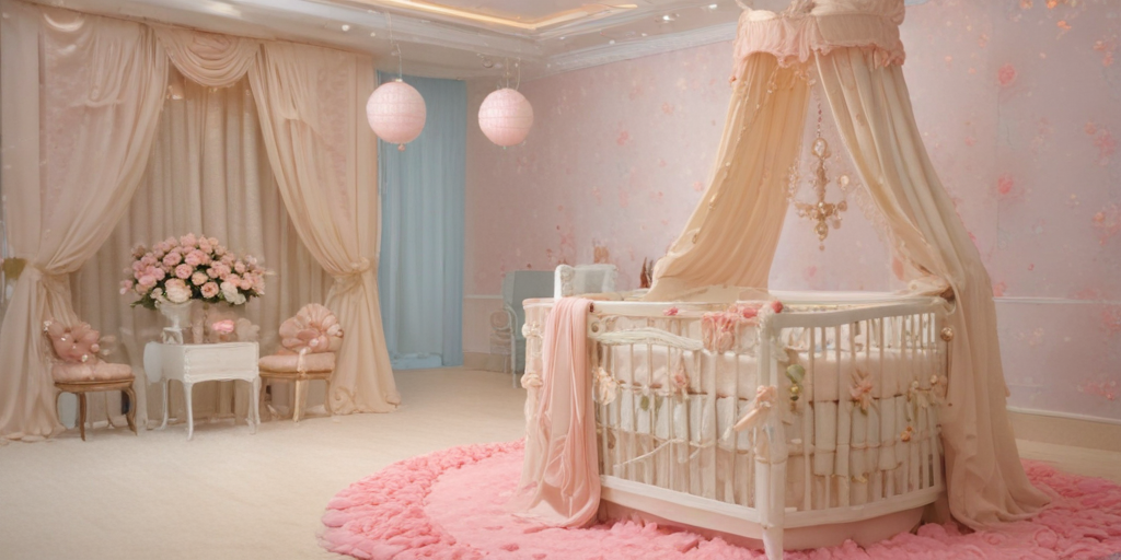Charming and Elegant Nursery Decorated in Soft Pink and Floral Themes