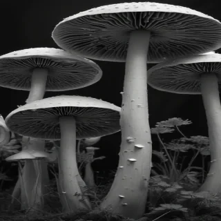 mushroom black and white