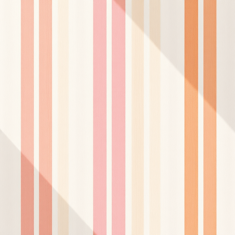 Create a soft, pastel striped background with varying shades of pink, cream, and orange, using a high-resolution camera with a 50mm lens at f/1.8, captured from a top-down view in a natural light setting to enhance color vibrancy and texture.